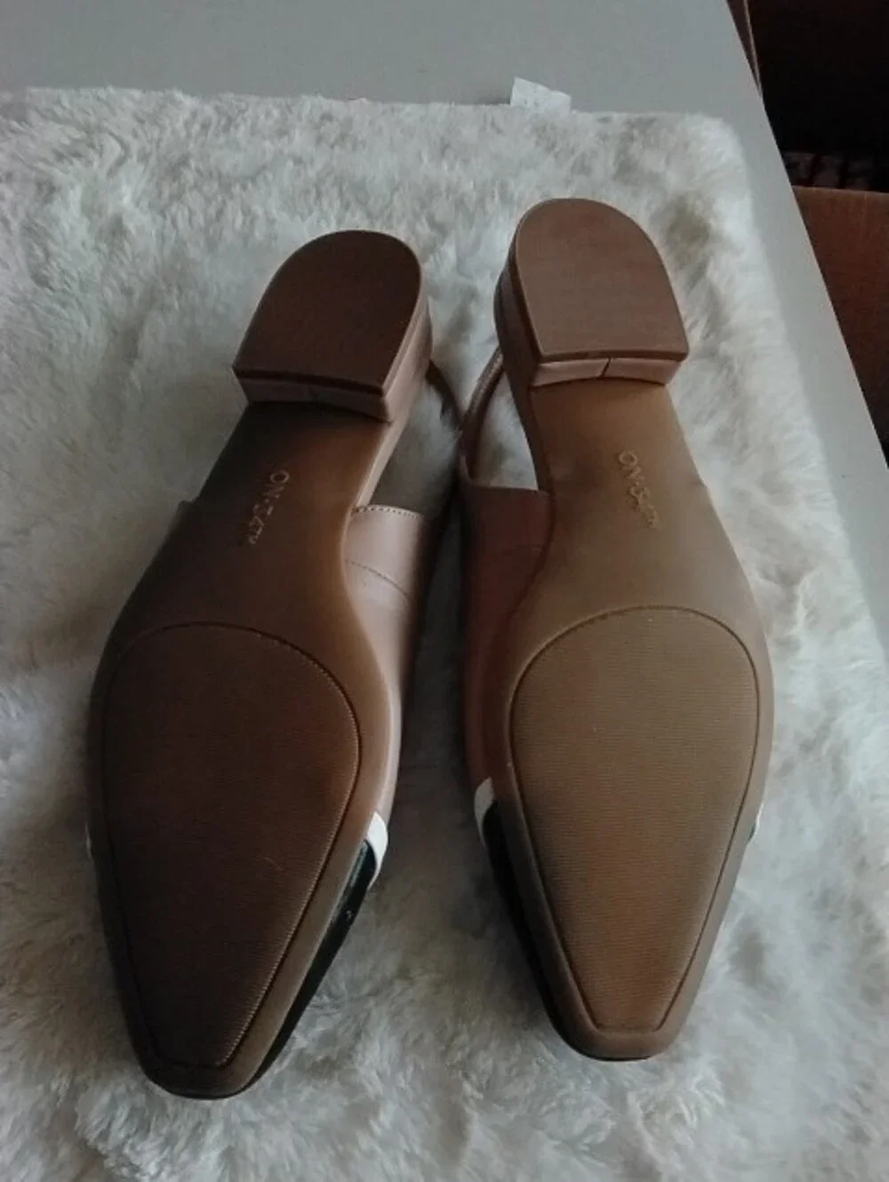 ON-34TH Nude and Black Two-Tone Slingback Flats